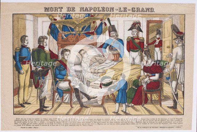 Napoleon Bonaparte on his deathbed, May 5, 1821, 1821-1822. Artist: Imagerie d'Épinal, Vosges  