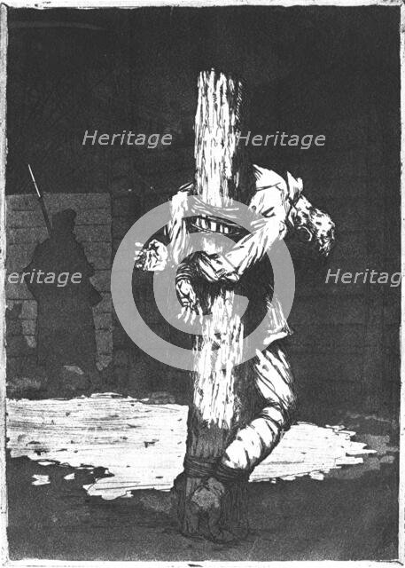 ''Anglais mort au poteau (camp de Gustrov, Mecklembourg.).'. Creator: Jacques Touchet.