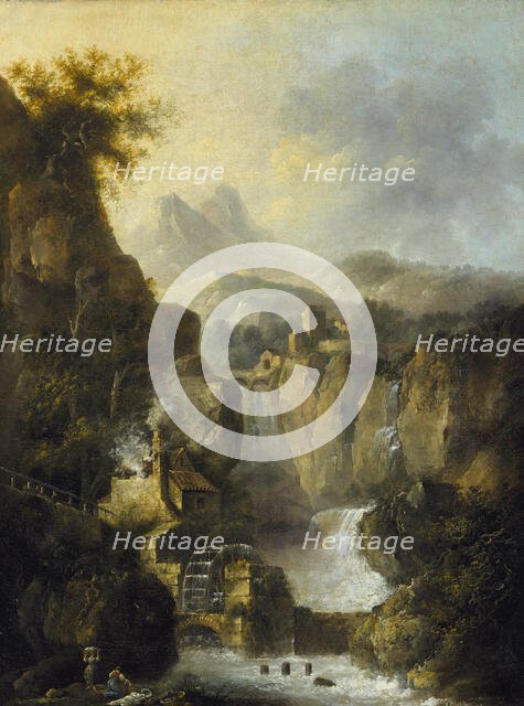 Mountainous Landscape with a Waterfall, 1803. Creator: Louis Belanger.