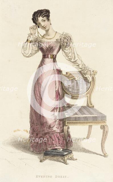 Fashion Plate (Evening Dress), 1825. Creator: Rudolph Ackermann.
