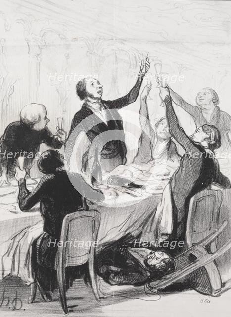 The Philanthropists of the Day, plate 8: A 43d Toast...to the Temperance Society, 1844. Creator: Honoré Daumier (French, 1808-1879).