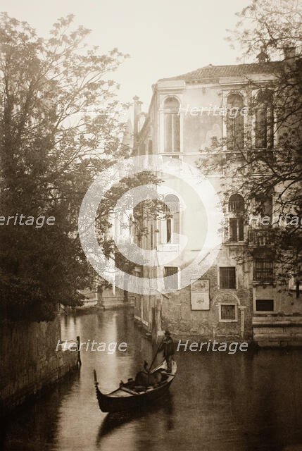 Untitled (II 13), c. 1890. [Gondola on canal, Venice].  Creator: Unknown.