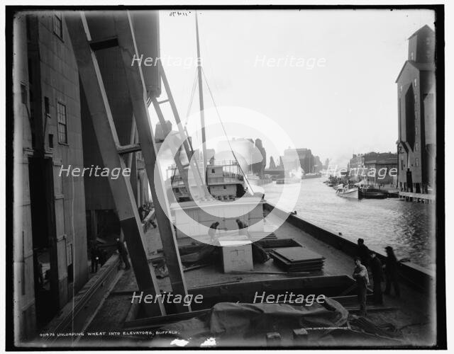 Unloading wheat into elevators, Buffalo, c1900. Creator: Unknown.