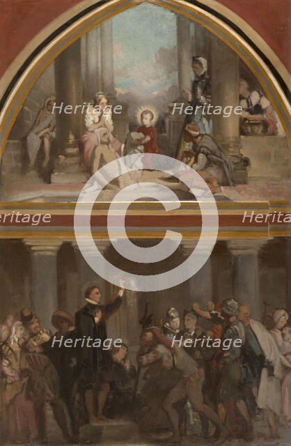 Sketch for the church of Saint-Séverin: the childhood of St Francis de Sales..., c.1852. Creator: Victor-Louis Mottez.