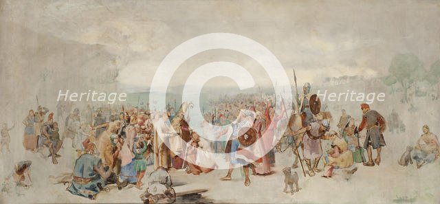 The Baptism of Olof Skötkonung in Husaby by Sigfrid of Sweden. Creator: Kulle, Axel (1846-1908).
