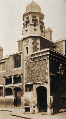 The church of St Bartholomew the Great and surrounding area; exterior view of the schools rebuilt... Creator: Rev CF Fison.