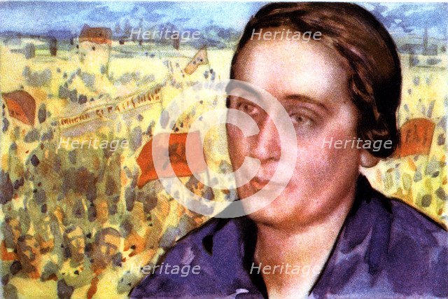 Spanish Civil War (1936 - 1939), poster showing Dolores Ibarruri 'La Pasionaria', parliamentary a…