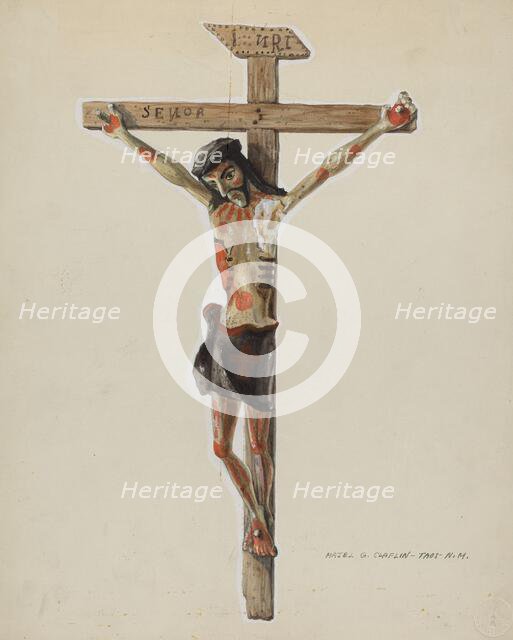 Painted Wooden Crucifix, c. 1939. Creator: Majel G. Claflin.
