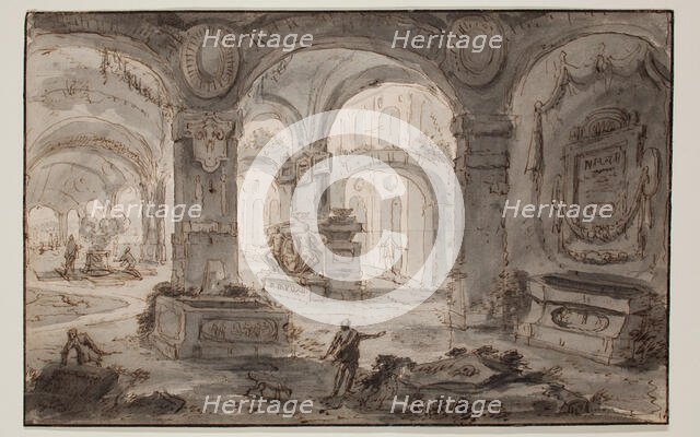 Grotto with Tombs, between 1721 and 1787. Creator: Carlo Galli Bibiena.