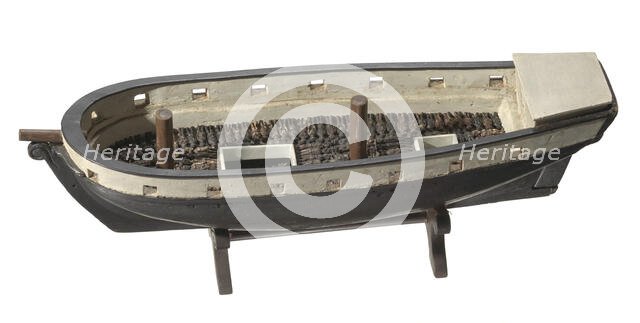 Folk art model of a slave ship on stand, 1890-1950. Creator: Unknown.