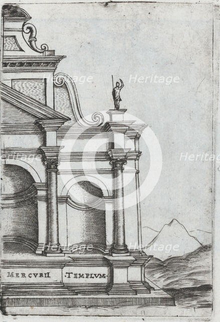 Palatium Caesaris Parisiis, from a Series of Prints depicting (reconstructe..., Plate ca. 1530-1550. Creator: Master GA.