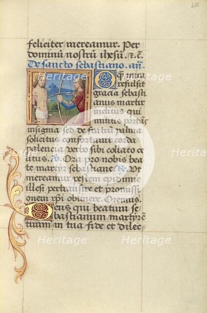 Saint Sebastian; Poncher Hours, about 1500. Creator: Master of Jacques de Besancon.