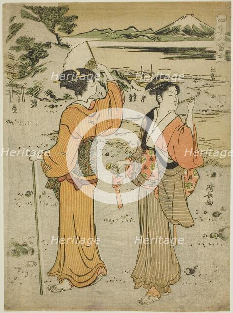 Enoshima, from the series "Mount Fuji in the Four Seasons (Shiki no Fuji)", c. 1785. Creator: Torii Kiyonaga.