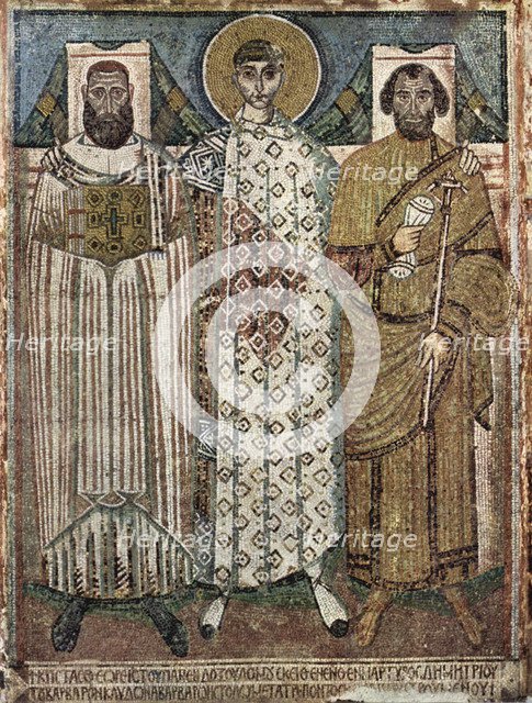 Saint Demetrius of Thessaloniki with the donors, 6th-7th century. Artist: Master of Hagios Demetrios (End of 6th cen.)