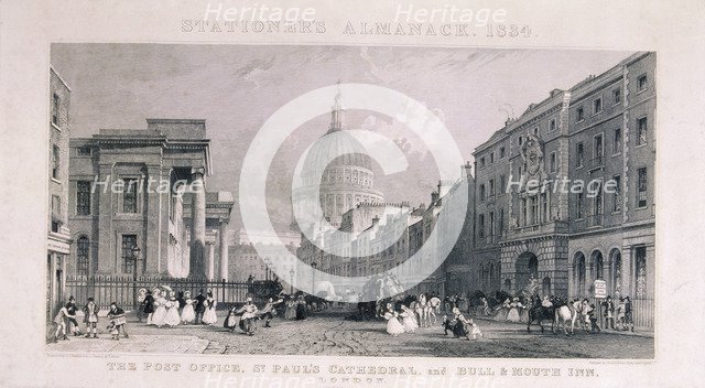 Old General Post Office, St Martin's le Grand, London, 1829. Artist: CJ Emblem