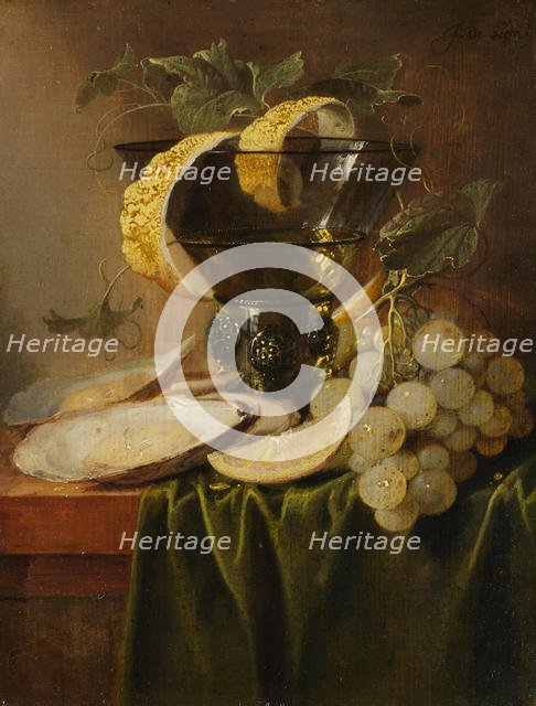Still Life with a Glass and Oysters, ca. 1640. Creator: Jan Davidsz de Heem.