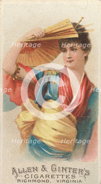 Plate 43, from the Fans of the Period series (N7) for Allen & Ginter Cigarettes Brands, 1889. Creator: Allen & Ginter.