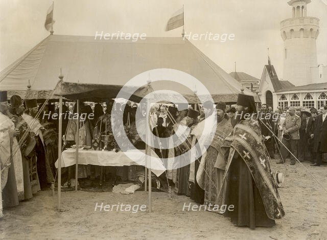 Prayer service before the opening of the exhibition, 1911. Creator: A. A. Antonov.