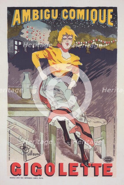 Affiche pour le Théâtre de l'Ambigu, "Gigolette"., c1896. Creator: Albert Guillaume.