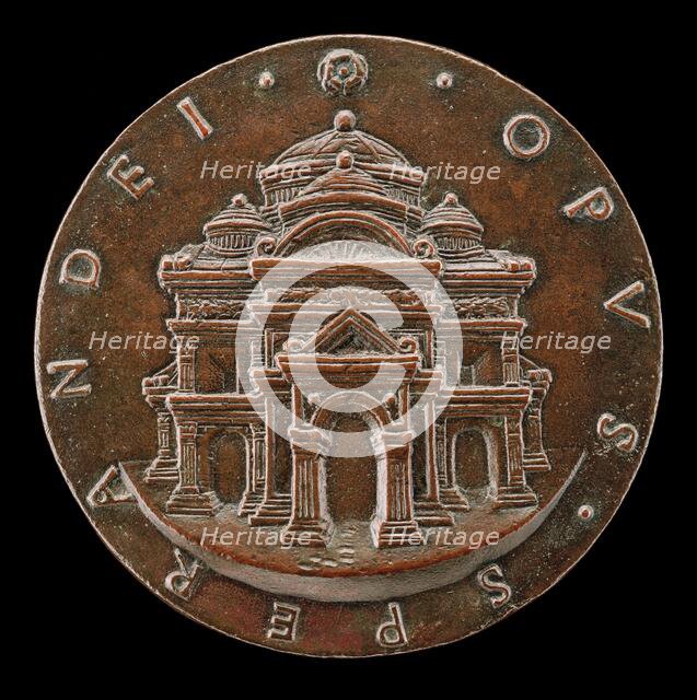 Renaissance Building with Four Cupolas [reverse], c. 1466. Creator: Sperandio Savelli.