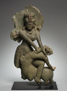 Durga Destroying the Buffalo Demon, 800s-900s. Creator: Unknown.