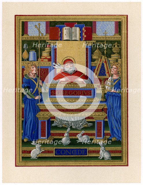 St Gregory the Great receiving inspiration from the Holy Spirit, c1490. Creators: Unknown, Giovan Pietro Birago.