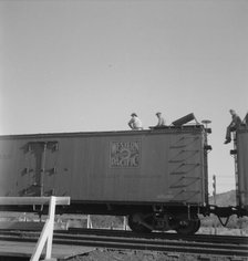 Freight moving east near Odessa, Texas, 1937. Creator: Dorothea Lange.