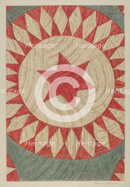 Star & Ring Quilt, c. 1938. Creator: Manuel G. Runyan.