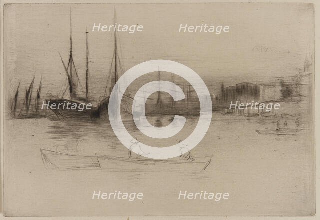 Steamboats off the Tower, 1875. Creator: James Abbott McNeill Whistler.