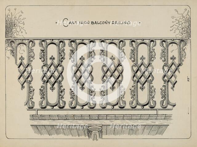 Cast Iron Balcony Rail, c. 1936. Creator: Ray Price.