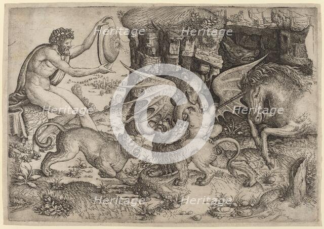 Allegorical Theme: Combat of Animals, c. 1515/1520. Creator: Master of the Beheading of St. John the Baptist.