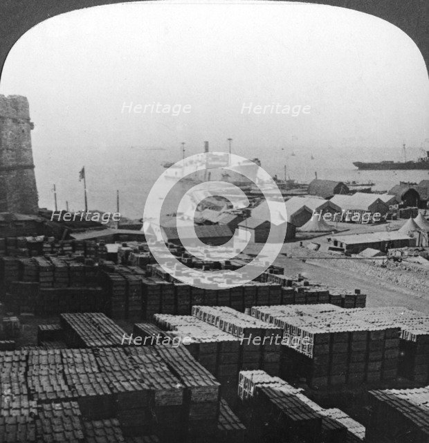 Stores at Sedd el Bahr, Gallipoli, Turkey, World War I, 1915. Artist: Realistic Travels Publishers