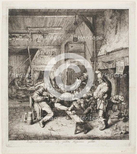 Violin Player Seated in the Inn, 1685. Creator: Cornelis Dusart.