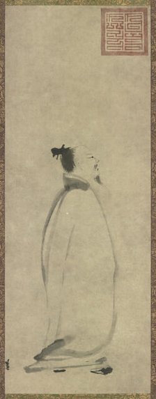 The Poet Li Bai (701-762) in Stroll, 13th century. Creator: Liang Kai (c. 1140-c. 1210).