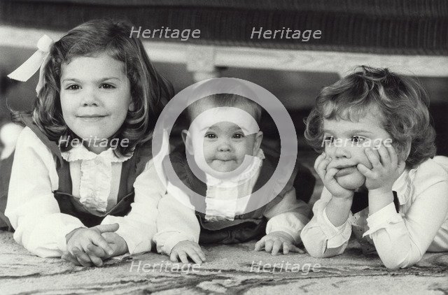 The three children of King Carl XVI Gustaf and Queen Silvia of Sweden, c1982-c1983. Artist: Unknown