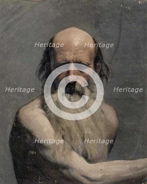 Half-length portrait of an old man (academy exercise), 1863. Creator: Adolf von Becker.