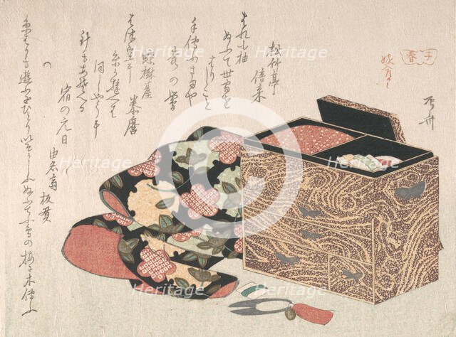 Lady's Work-Box and Bed Clothing, probably 1816., probably 1816. Creator: Shinsai.