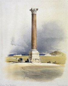 Pompey's Pillar, Alexandria, Egypt, 19th century. Artist: David Roberts