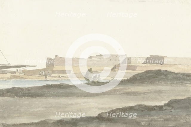 View of the castle in the port of Barletta, 1778. Creator: Louis Ducros.