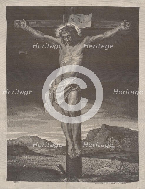Woven picture-Christ on the Cross, 1st half of 19th century. Creator: Bonnart et Cie Verzier.