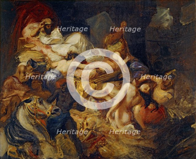 Death of Sardanapalus (Studiy). Artist: Delacroix, Eugène (1798-1863)