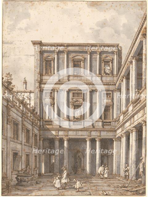 A Venetian Courtyard, in the Procuratie Nuove, c. 1760. Creator: Canaletto.