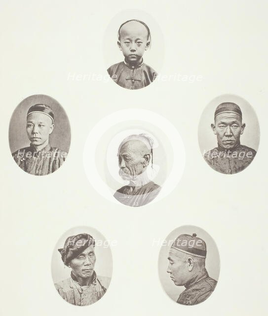 Cantonese Boy; Cantonese Merchant; Mongolian Male Head; A Venerable Head; A Labourer..., c. 1868. Creator: John Thomson.