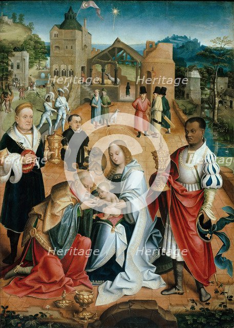 The Adoration of the Magi (Central Panel of the Triptych), 16th century. Artist: Utrecht, Jacob Claesz. van (ca. 1480-ca. 1530)