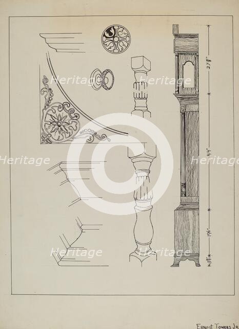 Clock, c. 1936. Creator: Ernest A Towers Jr.