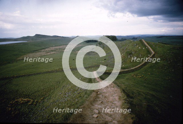 Hadrians Wall. Looking east to Cuddy's Crag, c20th century. Artist: CM Dixon.