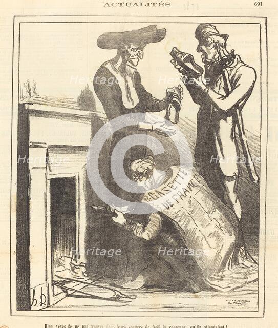 Bien vexés de ne pas trouver dans leur souliers de Noël la couronne qu'ils attendaient!, 1871. Creator: Honore Daumier.
