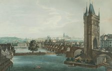 Prague. Hradcany, Lesser Town. Old Town Bridge Tower. View from the southeast, c 1840. Creator: Richter, Carl August (1785-1853).