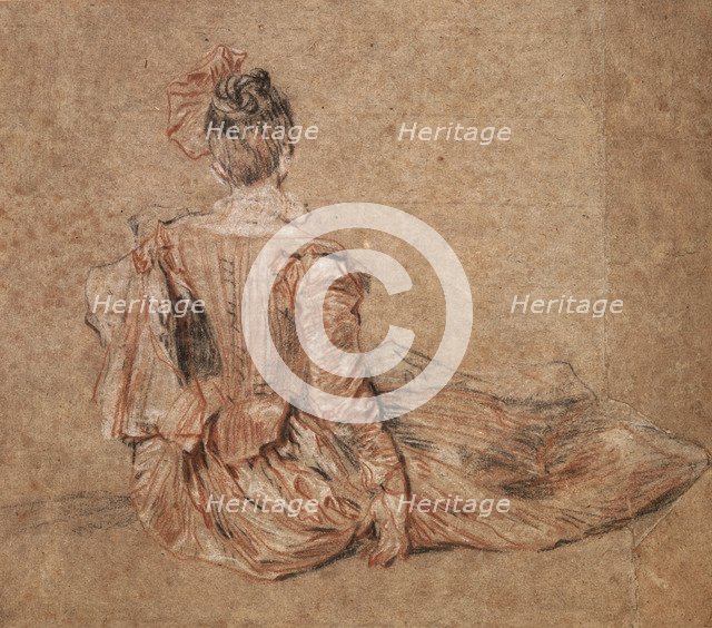 Study of a woman seen from the back by Jean-Antoine Watteau, 1716-1718.  Artist: Jean-Antoine Watteau