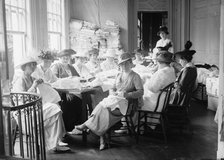 Senate Women Sewing, at District Headquarters, Red Cross, 1917. Creator: Harris & Ewing.